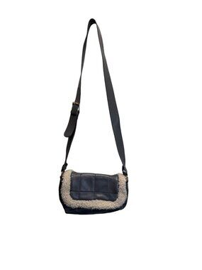 Like Dreams Gray Quilted Faux Leather Shoulder Bag With Shearling Trim & Adjusta
